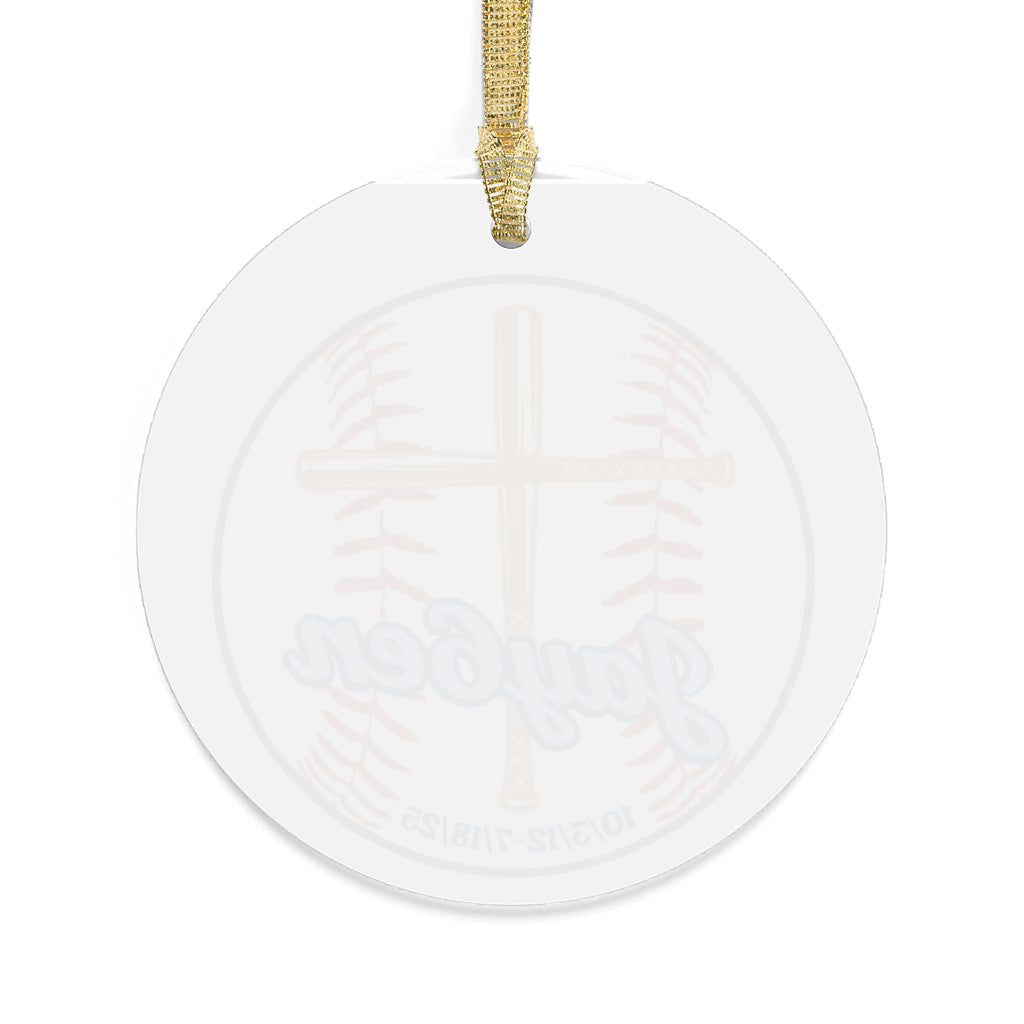 Baseball Cross Acrylic Ornament — Personalized Name & Dates Memorial Keepsake